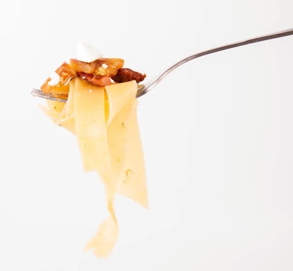 Pappardelle on a fork — Stock Photo, Image