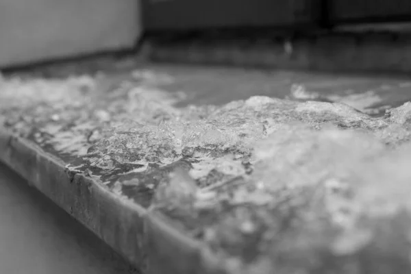 Ice Window Sill Close — Stock Photo, Image