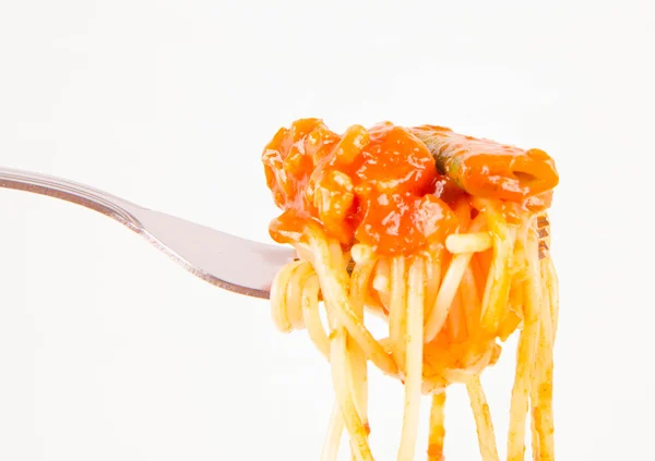 Spagetti på en gaffel — Stockfoto