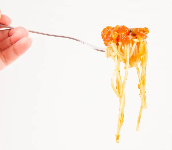 Spaghetti on a fork — Stock Photo, Image