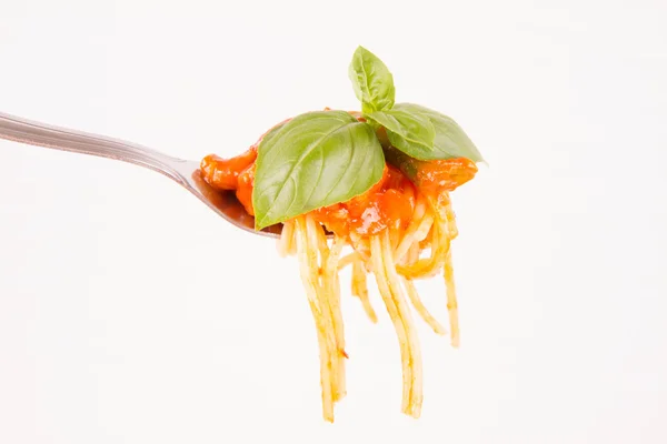 Spaghetti auf einer Gabel — Stockfoto