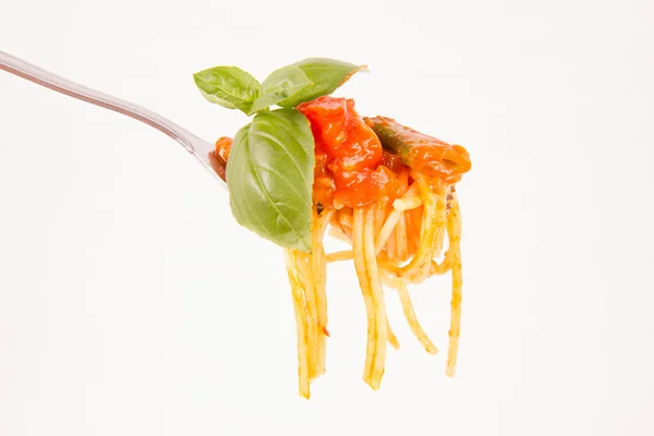 Spaghetti sur une fourchette — Photo