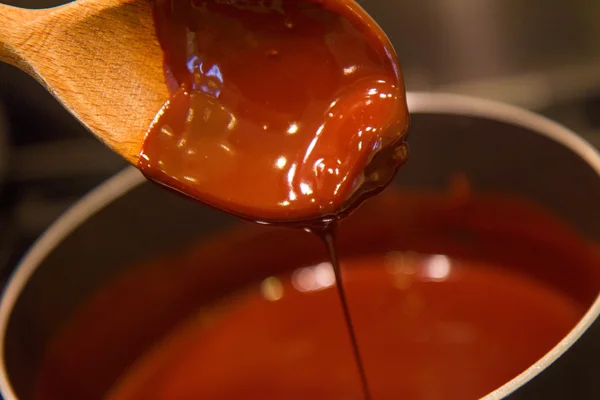 Smelten Van Chocolade Een Pot — Stockfoto