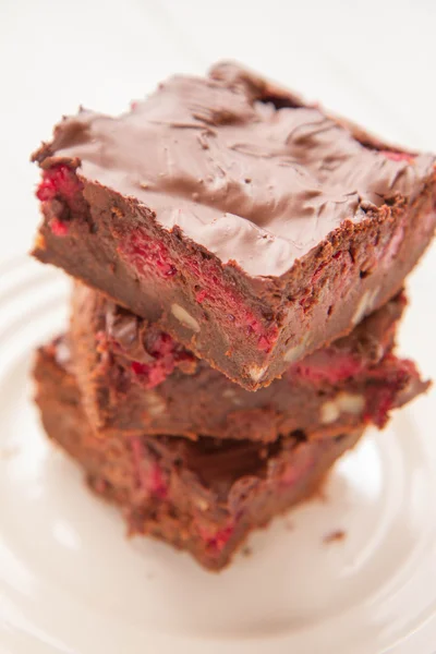 Brownie con frambuesas —  Fotos de Stock