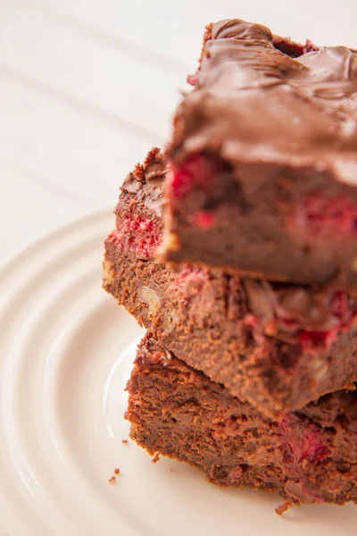 Brownie con frambuesas —  Fotos de Stock