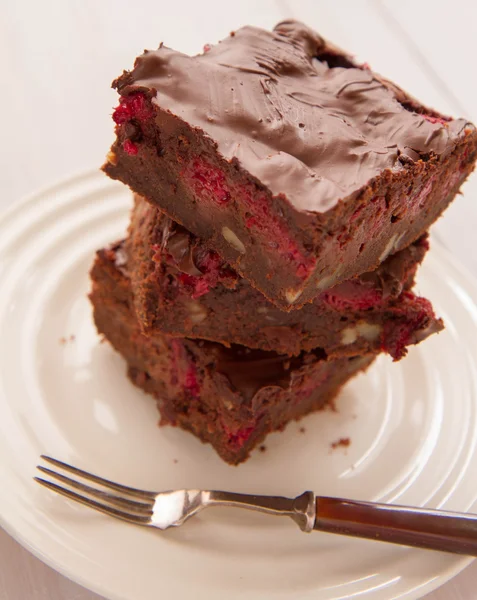 Brownie con frambuesas —  Fotos de Stock