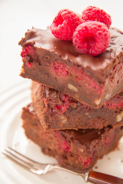 Brownie con frambuesas —  Fotos de Stock