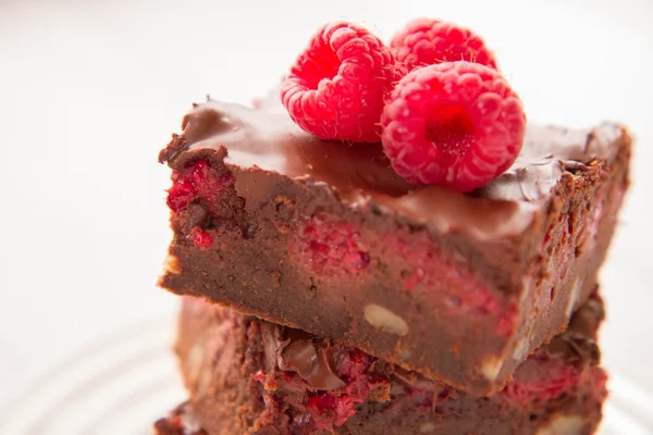 Brownie con frambuesas —  Fotos de Stock