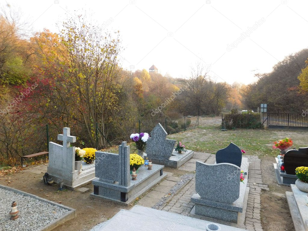 A cemetery in Poland in autumn 