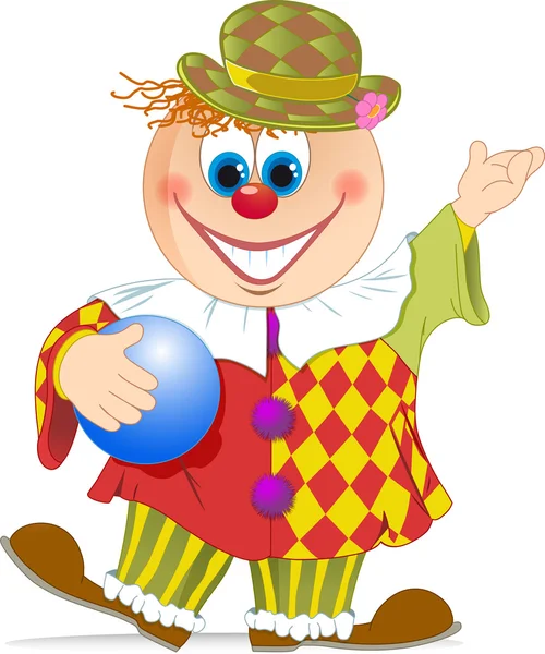 Clown avec boule — Image vectorielle