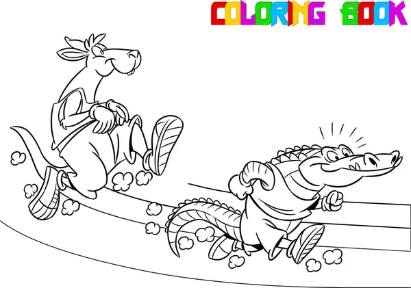 Kangourou et crocodile sur le tapis roulant — Image vectorielle