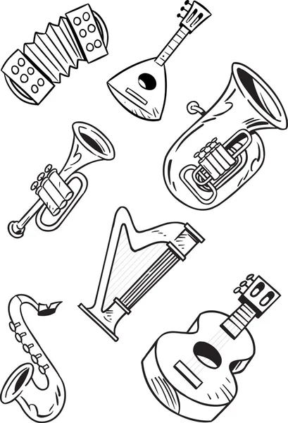 Ensemble d'instruments de musique — Image vectorielle