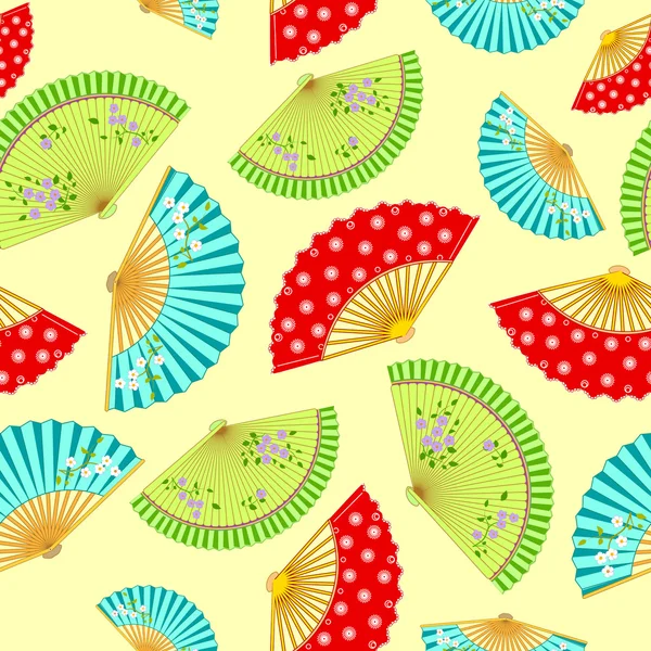 Pattern with the varied Japanese fans — Stock Vector