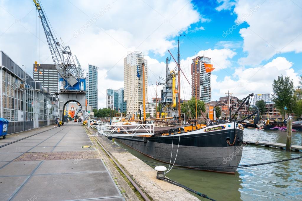 ROTTERDAM, Netherlands - August 10 : Street view of Port of Rott ...