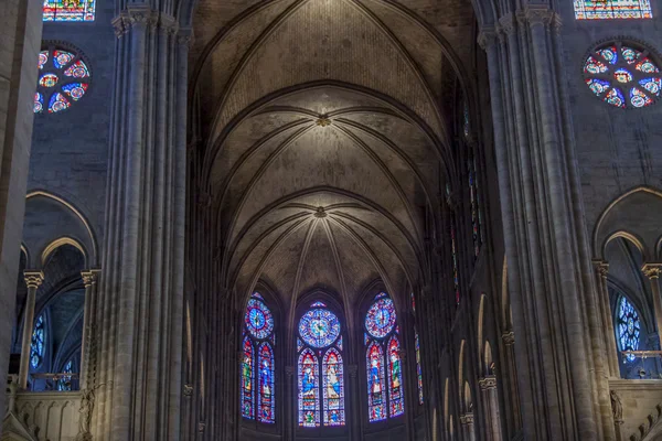 Interior of Cathedral Notre Dame - Paris. — Stock Photo, Image