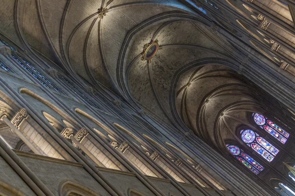 Interior of Cathedral Notre Dame - Paris. — Stock Photo, Image