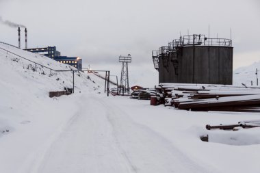 Power station in Barentsburg - Russian village on Spitsbergen clipart
