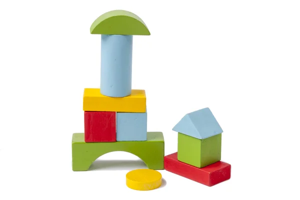 Barevné dřevěné kostky hračka — Stock fotografie
