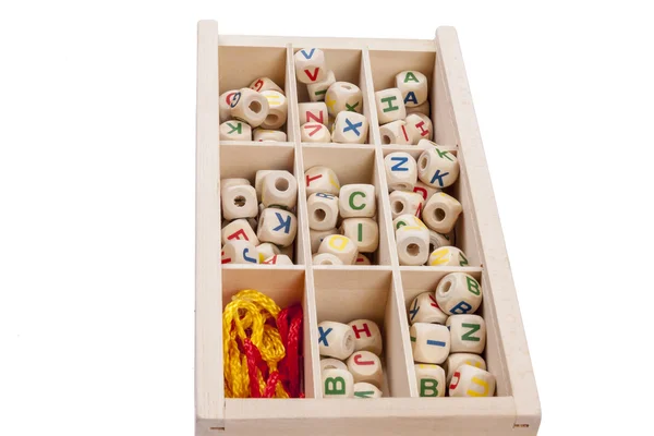 Letras de madera en la caja de madera —  Fotos de Stock