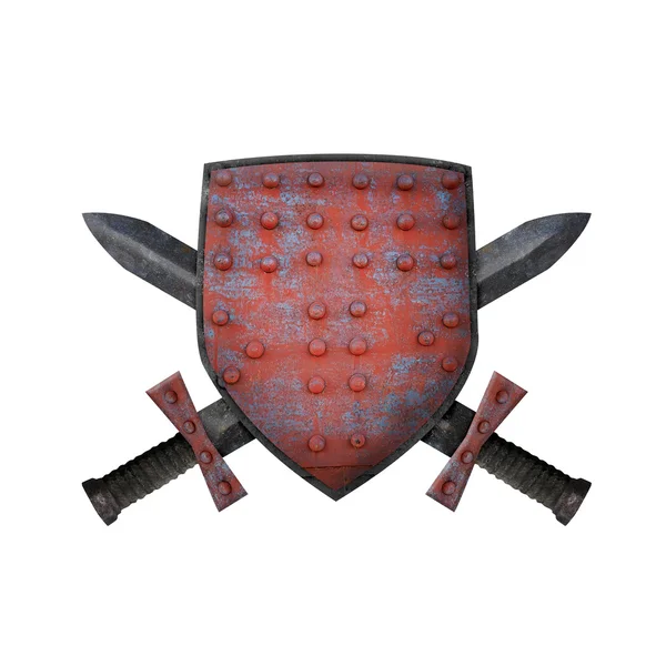 Old shield and two swords — Stock Photo, Image