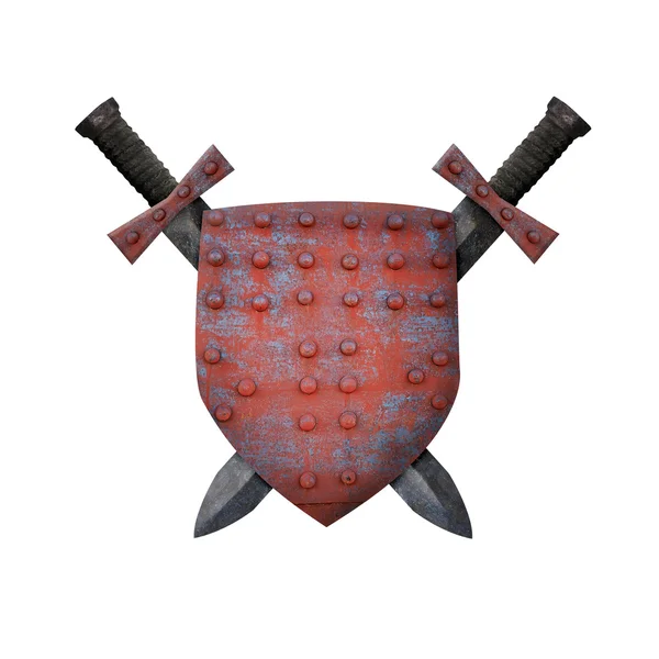 Old shield and two swords — Stock Photo, Image