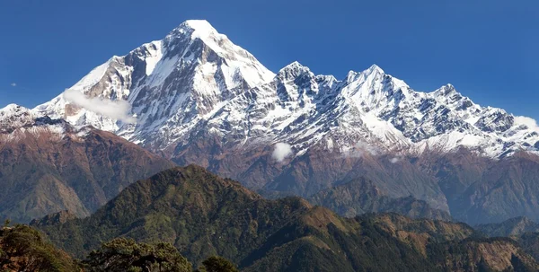 Panoramatic view from Jaljala pass to Dhaulagiri Himal — Stock Photo, Image