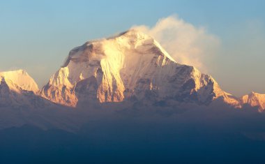 Morning panoramic view of Mount Dhaulagiri clipart