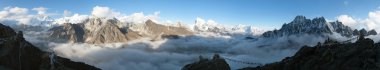 panorama of Mount Everest, Lhotse, Makalu and Cho Oyu clipart