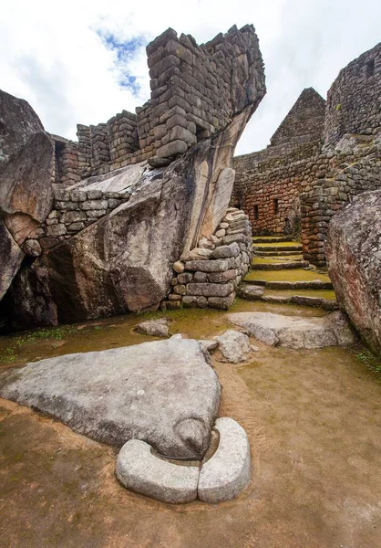 Machu Picchu Detail Uit Peru Inca Stad Unesco Werelderfgoed Heilige — Stockfoto