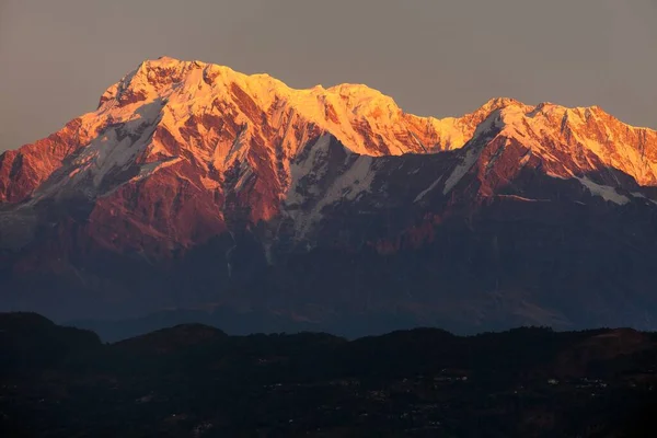 Morgon Solnedgång Utsikt Över Berget Annapurna Nepal Himalaya Bergen — Stockfoto