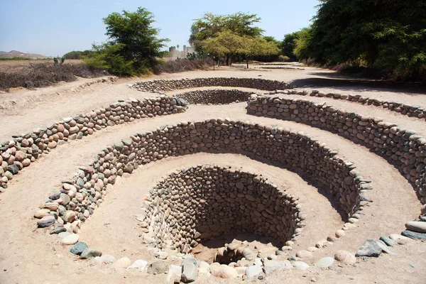 Acquedotto Cantalloc Nella Città Nazca Nazca Acquedotti Pozzi Spirale Cerchio — Foto Stock