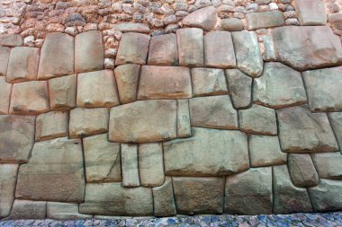 Detail of stone wall in Cusco or Cuzco town, Historic incan architecture, Peru clipart