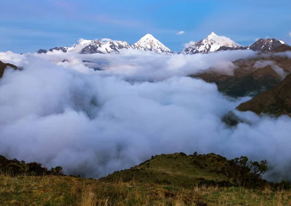 Abendlicher Blick Auf Den Berg Salkantay Oder Salcantay Inmitten Von — Stockfoto