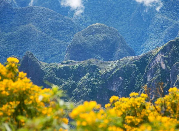 Machu Picchu Inca Ciudad Vista Desde Inicio Caminata Salkantay Cerca — Foto de Stock