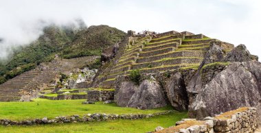 Machu Picchu, Peru 'nun panoramik manzaralı İnka kasabası, Unesco dünya mirası alanı, kutsal vadi, Cusco bölgesi, Peru