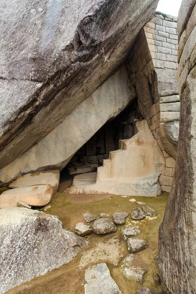 Machu Picchu Detail Uit Peru Inca Stad Unesco Werelderfgoed Heilige — Stockfoto