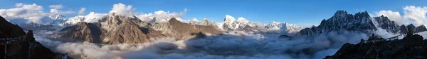 Vista Panorâmica Noturna Monte Everest Lhotse Makalu Cho Oyu Partir — Fotografia de Stock