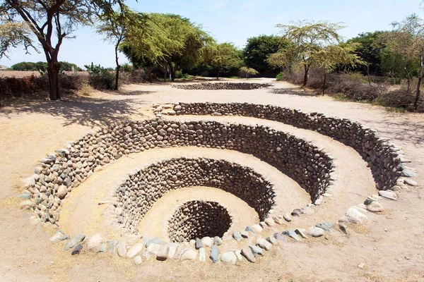 Acueducto Cantalloc Nazca Ciudad Nazca Acueductos Espiral Círculo Pozos Perú —  Fotos de Stock