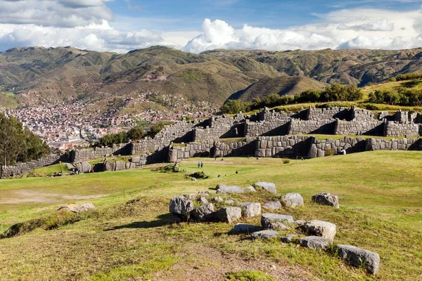 Kilátás Sacsayhuaman Inka Romok Cusco Vagy Cuzco Város Peru — Stock Fotó