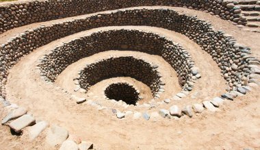 Nazca ya da Nazca kasabasındaki Cantalloc Aqueduct, spiral ya da halka şeklinde su kemerleri ya da kuyuları, Peru, İnka mimarisi ve kültürü