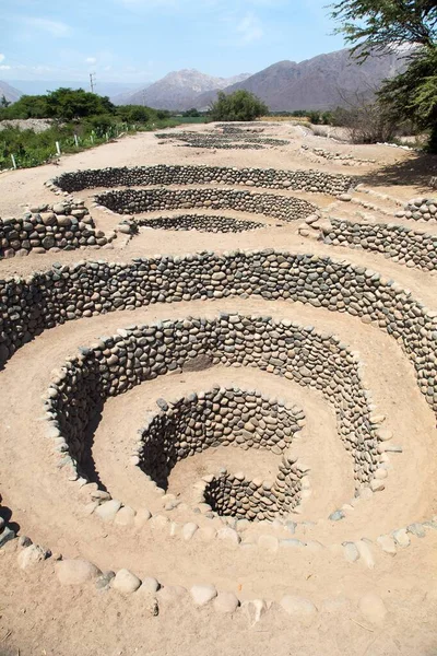 Acquedotto Cantalloc Nella Città Nazca Nazca Acquedotti Pozzi Spirale Cerchio — Foto Stock