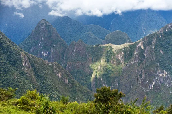 Machu Picchu Inca Ciudad Vista Desde Salkantay Trek Área Cusco — Foto de Stock