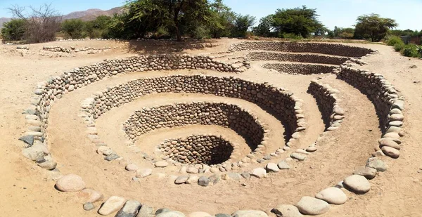 Acquedotto Cantalloc Nella Città Nazca Nazca Acquedotti Pozzi Spirale Cerchio — Foto Stock