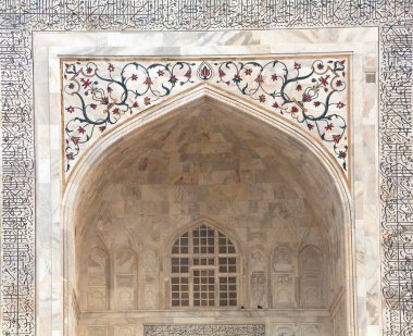 Taj Mahal, mermer duvarın ayrıntıları, Hindistan tarihinin en iyi manzarası, UNESCO