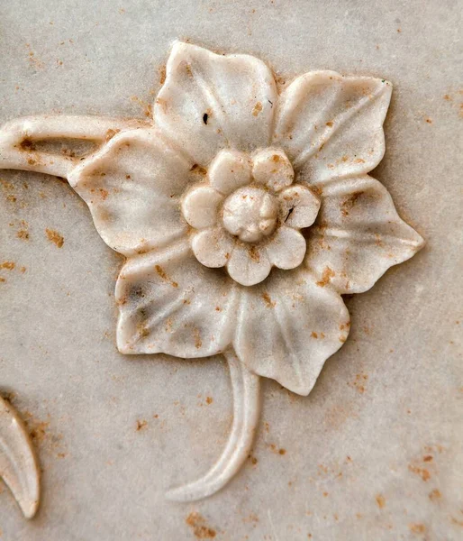 Taj Mahal Detail Marble Wall Flower Relief Best Indian Historical — Stock Photo, Image