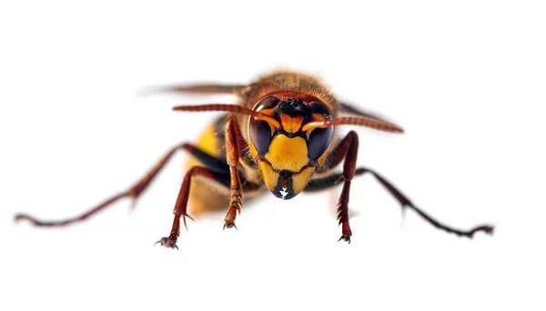 Detail Der Europäischen Hornisse Lateinisch Vespa Crabro Isoliert Auf Weißem — Stockfoto