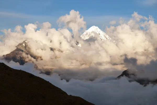 Evening View Mount Salkantay Salcantay Middle Clouds View Choquequirao Trekking — Stock Photo, Image