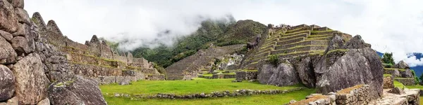 Machu Picchu Panoramiczny Widok Peruwiańskie Miasto Inkańskie Unesco Lista Światowego — Zdjęcie stockowe