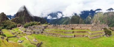 Machu Picchu, Peru 'nun panoramik manzaralı İnka kasabası, Unesco dünya mirası alanı, kutsal vadi, Cusco bölgesi, Peru
