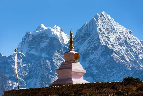 Stupa Thame Faluban Mount Thamserku Kangtega Közelében Namche Bazar Everest — Stock Fotó